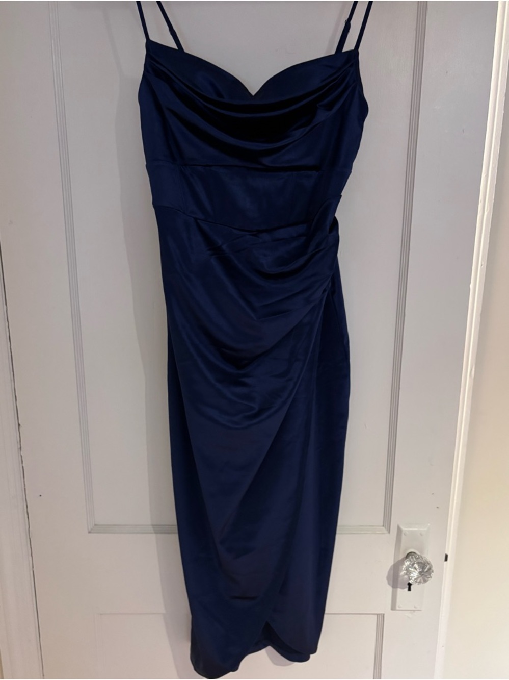 Blue satin mid dress